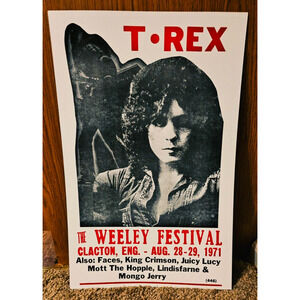 Vintage 1971 Poster T-Rex Weeley Festival Clacton England Faces - Juicy Lucy